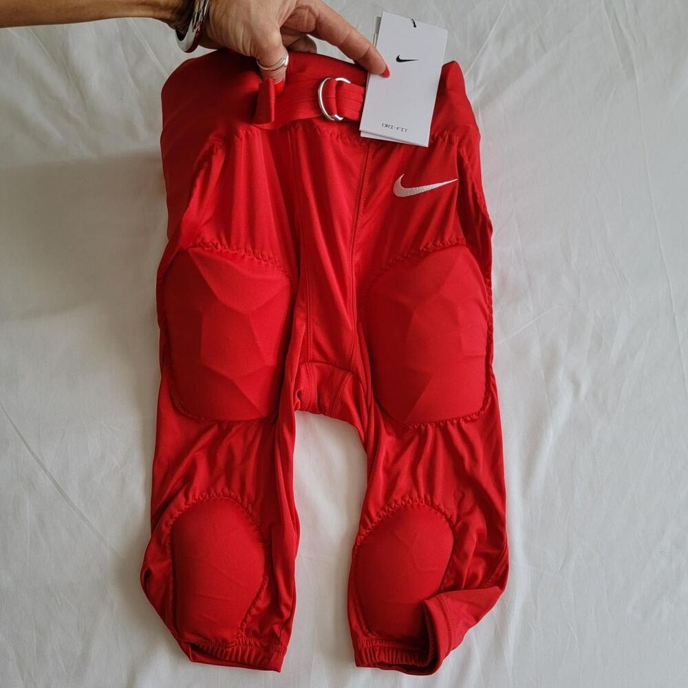NWT NIKE RECRUIT BIG KID'S BOY'S FOOTBALL PANTS IN RED, SIZE KID'S MEDIUM